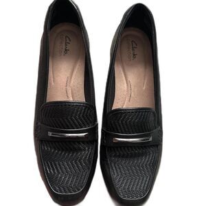 Clarks Women's Black Chevron Loafers 11 Scholarly Moody Dark Academia Vibe